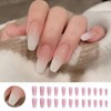 24Pcs False Nails for Woman,Pink Gradient Stick on N/ails,Acrylic Full