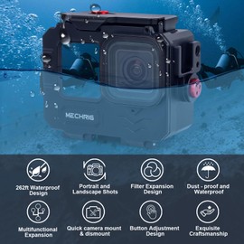 MechRig Aluminum Waterproof Case for GoPro HERO13 Black HERO12 HERO11 HERO10 HERO9 Action Camera 80M Deep Waterproof Horizontal and Vertical Shooting Switch (Quick Release-63075)