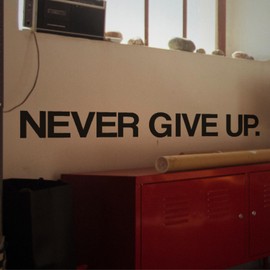 My Vinyl Story Never GIVE UP Wall Sticker Motivational Wall Decal Sticker Quote for Home Gym Workout Motivational Wall Art Decor Vinyl Removable (Black, 22x3 inches)