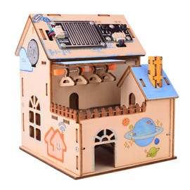 perfeclan Wooden Smart Home Kit DIY Electronic Kit Simple to Assemble Stem Educational Set for School Boys Girls Children 6+ Year Old
