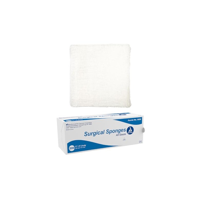 Dynarex Surgical Gauze Sponges- Absorbent Cotton Fabric With Folded Edges