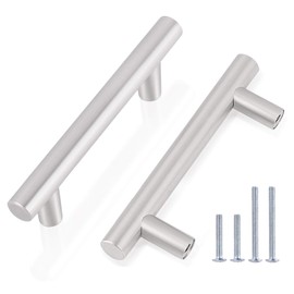 Gobrico 30 Pack 3 Inch/76mm Hole Centers Cabinet Pulls Brushed Nickel/Modern T Bar Style Stainless Steel Kitchen Cabinet Handles/Satin Nickel Drawer Pulls