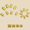 Square Press on Nails Short Fake Nails Gold False Nails