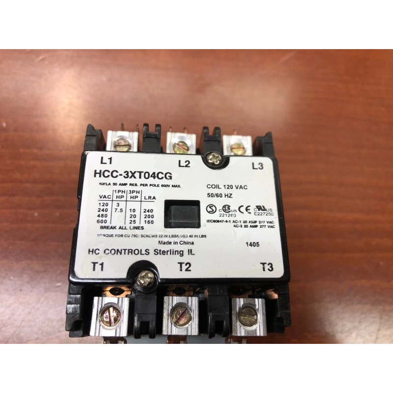 Hartland Controls Contactor 110V Tpst 50Amp HCC-3XT04CG Coil 120VAC 50/60