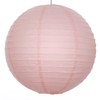12 x 12" Pink round paper lantern with wire ribbing