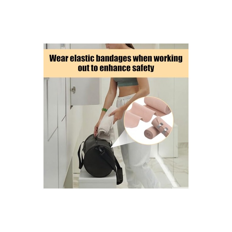 8 Pcs Reusable Compression Bandages with Clips, 5-15cm x 4.5M