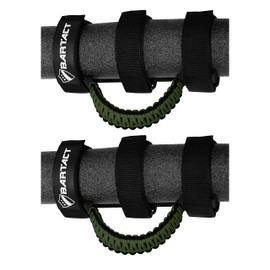 Bartact Roll Bar Grab Handles Jeep Wrangler JL, JK, TJ, YJ, and Jeep Gladiator 1955–2023 Upgrade Metal Buckle, Strong & Durable Paracord Grip Handles for Roll Bar - Black/Olive DRAB