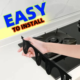 2 Pack Black Stainless Steel Stove Counter Gap Cover, Heat Resistant Stove Gap Guard & Filler, Adjustable Range Trim Kit from 13.7" to 27.3", Easy Clean for Kitchen Counter Stove Gap Sealing