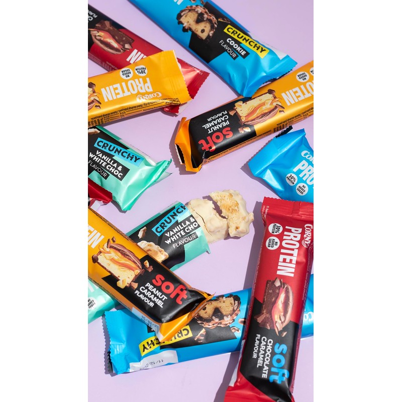 Corny Protein Crunchy Cookie Flavor, 30% Protein, Eiweißriegel ohne Zuckerzusatz,