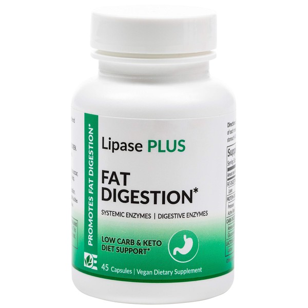 Lipase Plus - Keto Diet, Digestive Enzyme Formula, Fatty Food Digestion, Omega Fatty Acid Absorption | 45 Count