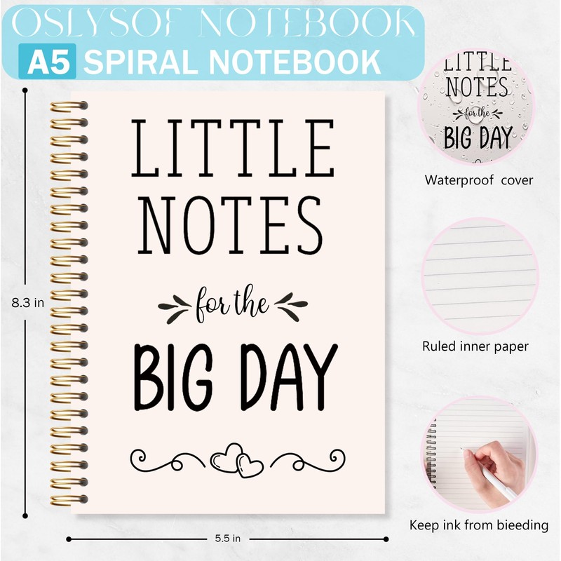 OSLYSOF Wedding Planning Spiral Notebook, Marriage Journal for Couples, Engagement