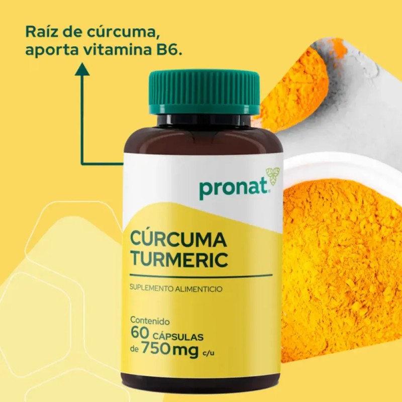Kit 2 Piezas Suplemento Curcuma Turmeric (60 Caps) Pronat Sabor