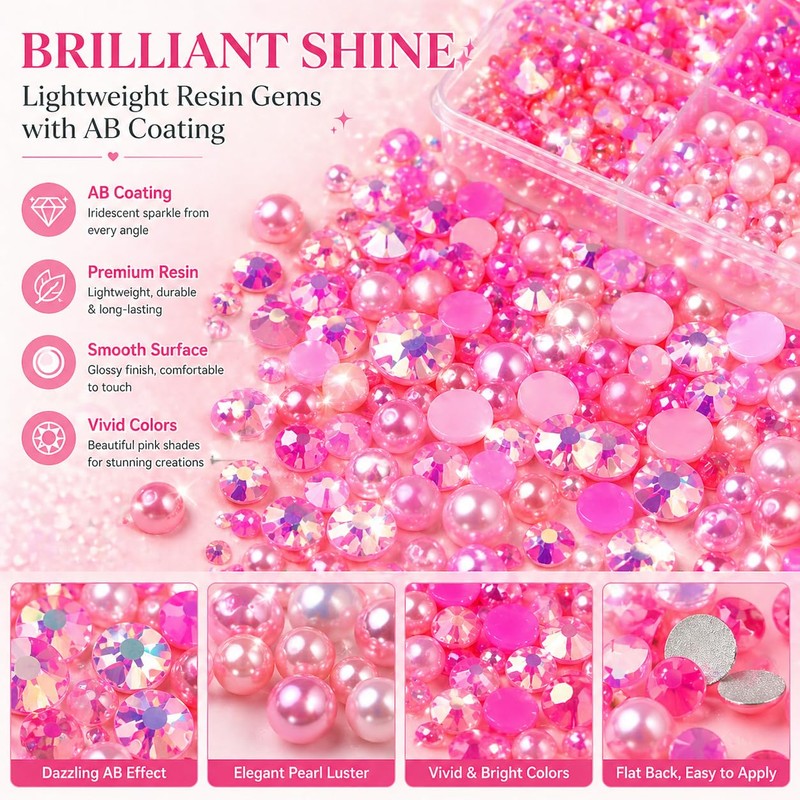 12000 Pcs Bedazzling Kit, Pink Rhinestones, Gems for Bedazzling