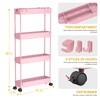 SPACELEAD Slim Storage Cart 4 Tier,Bathroom Organizer Rolling Utility,Mobile Shelving