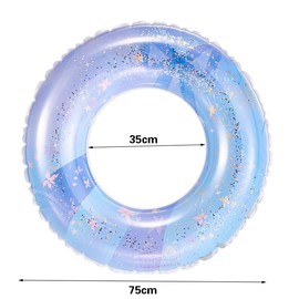 Adult Swimming Ring, Transparent Sequins Floating Ring, Inflatable Swimming Hoop 90 cm, Swimming Ring Tube for Summer Pool Party, Suitable for Adults and Children (Blue Purple)