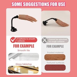KnowU Mano de práctica para uñas acrílicas con soporte, manos postizas de silicona para practicar uñas postizas, mano de maniquí para práctica de uñas y arte de uñas, mano izquierda individual, color
