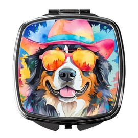Caroline's Treasures Bernese Mountain Dog Hippie Dawg Compact Mirror Decorative Travel Makeup Mirror for Women Girls Gifts Pocket Makeup Mirror Folding Handheld