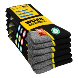 SOXCO WORK - Calcetines para hombre, longitud redonda, color negro, 10 pares, negro (6 pares), M