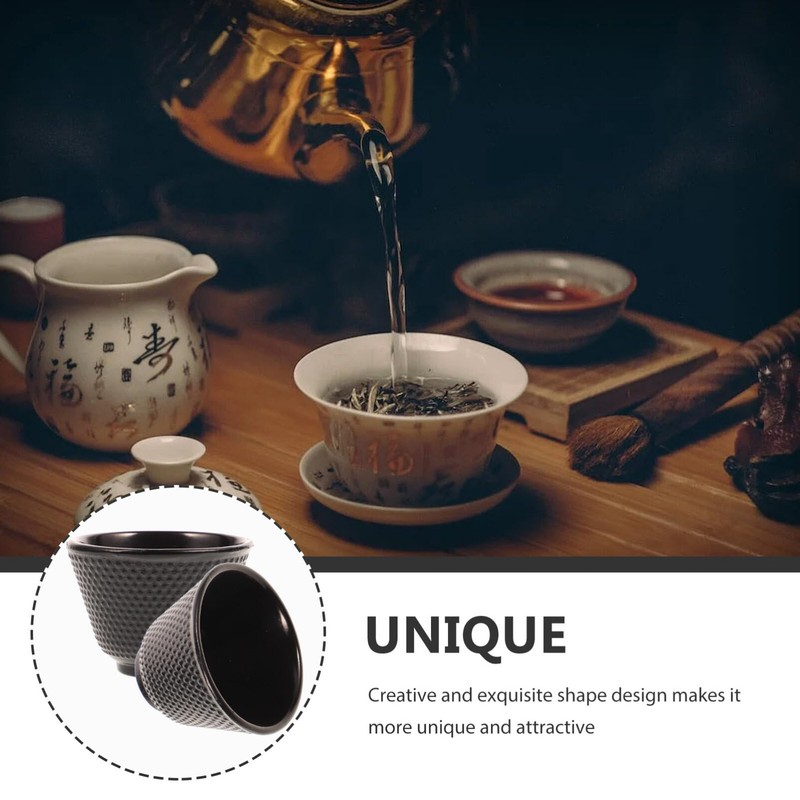 Luxshiny 2pcs Cast Iron Tea Cups Japanese Tea Cups Black