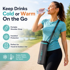 Portable Insulated Water Bottle Carrier Bag for Travel & Sports – Waterproof Thermal Bottle Sleeve with Adjustable Shoulder Strap
