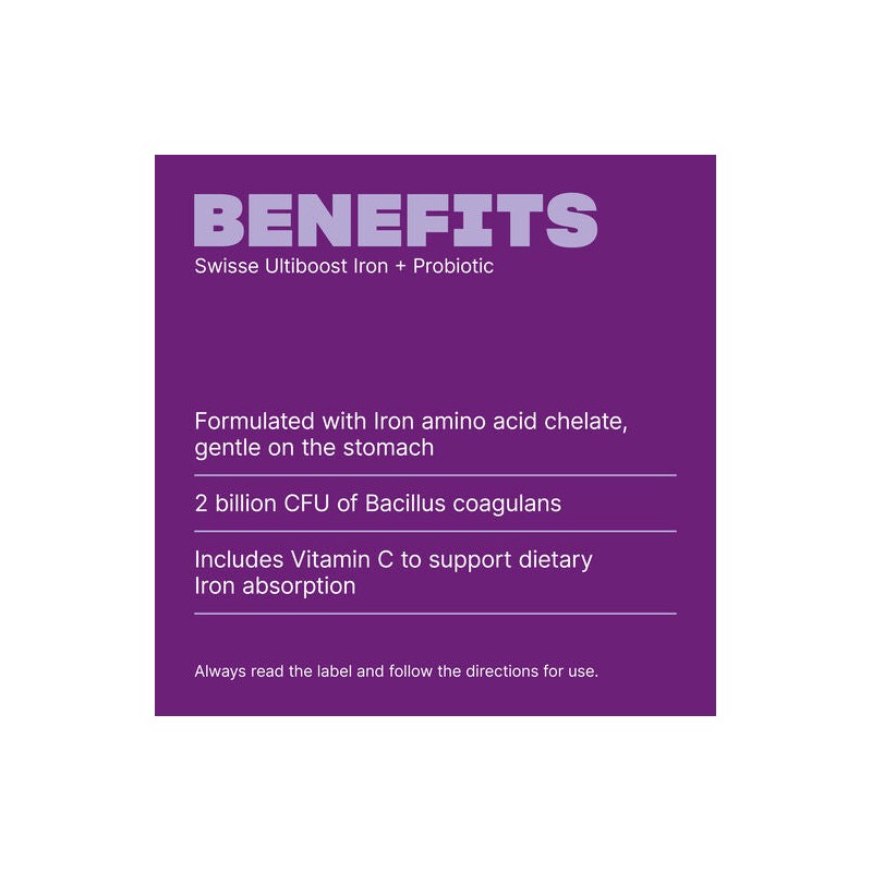 Swisse Ultiboost Iron + Probiotic 30 Tablets