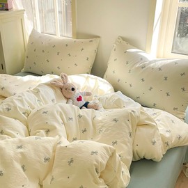 Nayoroom Bows Bed Linen 155 x 220 cm 2-Piece Hearts Bow Pattern Girls Duvet Cover Premium Washed Microfibre Bedding Sets with Zip and Pillowcase 80 x 80 cm