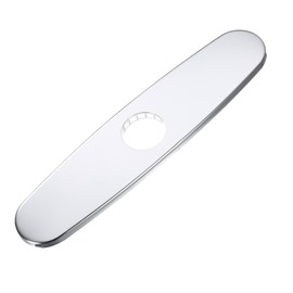 sourcing map 10" Kitchen Sink Faucet Hole Cover Deck Plate Escutcheon 304 Stainless Steel with ABS Plate Plumbing Cover Plate for Bathroom or Kitchen Sink Faucet, Oval Brushed Silver Tone