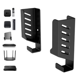 sciuU Universal Wall Mount for Router/TV Box/Laptop/Network Switches/Modems, Compatible with TP-Link, Mi Box, Apple TV, Sky Q, Multi-Purpose Holder Wall Shelf for Device Thickness < 4 cm, Black