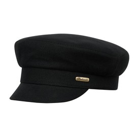 Sterkowski Fiddler Sailing Cap | Linen Breton Cap for Men and Women | Newsboy Hats for Women Greek Fishermans Hat Summer Fiddle Cap Sailor Caps for Men Skipper Hat for Men 62 cm Black