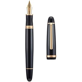 Jinhao X850 - Pluma estilográfica extra fina con convertidor, color negro con clip dorado para escritura de metal