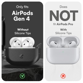 Keybudz for AirPods 4 Case with Lock - Fully Waterproof AirPods 4th Generation Case Cover - Keychain, Rugged Tough Protection, Hard Shell and Carabiner (Carbon Black)