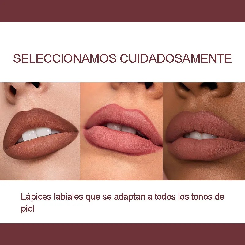 Set De Lapiz Labial Y Delineador Color Mate Impermeable 2pcs