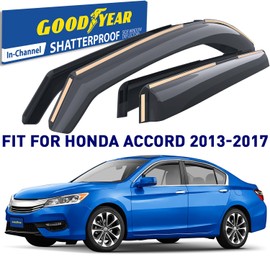 Goodyear Shatterproof in-Channel Window Deflectors for Honda Accord 2013-2017 Sedan, Rain Guards, Window Visors for Cars, Vent Deflector, Car Accessories, 4 pcs - GY008441