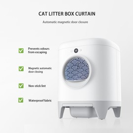 Curtain for Self Cleaning Cat Litter Box,Reduces Cat Litter Bounce, Stops Odors from The Cat Litter Box Self Cleaning (Round Wave)