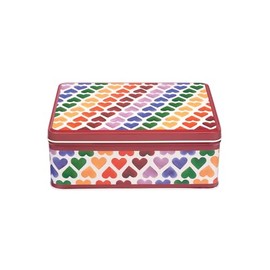 Elite tins Emma Bridgewater - Rainbow Hearts - Deep Rectangular Tin 195 x 154 x 75 mm