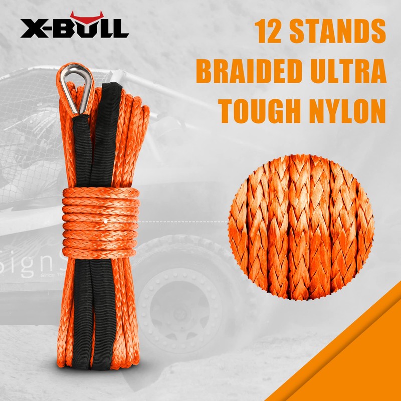 Xbull 5.5MM x 13M Synthetic Winch Rope with Hook Electric