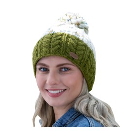 Erin Knitwear Ladies Irish Cable Knit Bobble Hat (Green)