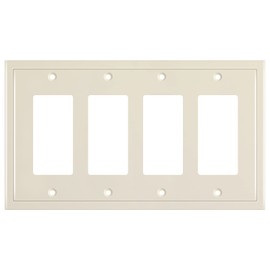 Henne Bery Modern Edge Decorative Wall Plate Switch Plate Outlet Cover, Durable Solid Zinc Alloy (Quad Decorator, Light Almond)