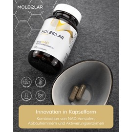 MoleQlar NAD Booster 60 Capsules - Dietary Supplement with Nicotinamide D-Ribose, Apigenin, Luteolin, L-Tryptophan - NAD Regenerating Complex - Innovative Formulation