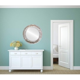 Round Beveled Wall Mirror for Home Decor - Florence Style - Champagne Silver - 22x22 Outside Dimensions