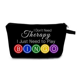 MoCaliduccious Bingo Game Gift for Women I Just Need Bingo Print Makeup Bag Birthday & Holiday Gift for Game Lovers Casino Lover Gift (Black)