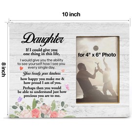 Yuzi-n Daughter Gift From Mom Dad, Best Gift for Daughter Birthday Christmas Graduation Wood Picture Frame for 4x6 Inches Photo