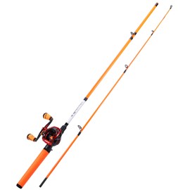 Sougayilang Fishing Rod and Reel Combo, Medium Fishing Pole with Casting Reel, Baitcaster Combo, SuperPolymer Handle-Orange-6ft with Right Handle Reel
