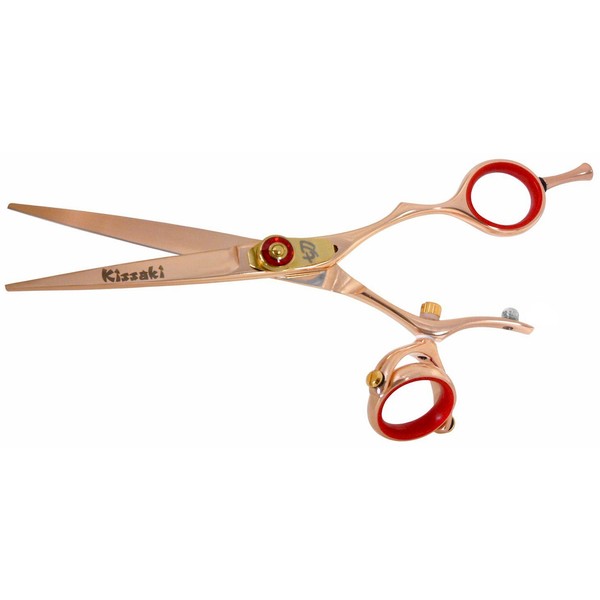 Kissaki Hair Scissors Gokatana 6.0 inches Double Swivel Rose Gold R Titanium Hair Cutting Shears
