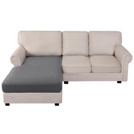 BellaHills Sofa Seat Cushion Covers High Stretch Jacquard Fabric Couch Seat Slipcover Protector for Chaise Sofa with Elastic Bottom (Chaise, Grey)