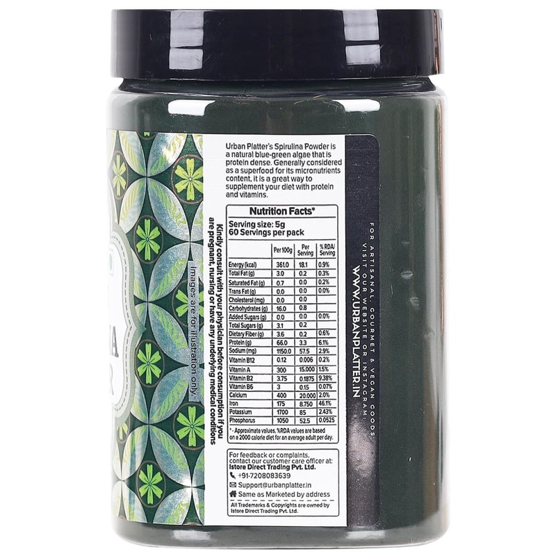 Generic Spirulina Powder, 300g [All-natural and Mineral-rich Detoxifying Supplement]