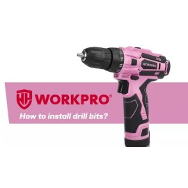 WORKPRO 12V Pink Cordless Drill Driver Set Home Tool 61PC Hand Tool Set Bag Pink