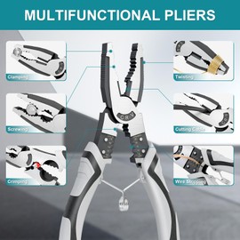 Multifunctional Combination Pliers, Wire Stripper/Crimper/Cutter in 1, Ideal Professional Universal Linesman Pliers Tool for Gripping Twisting Cutting Mechanical Home Repairs