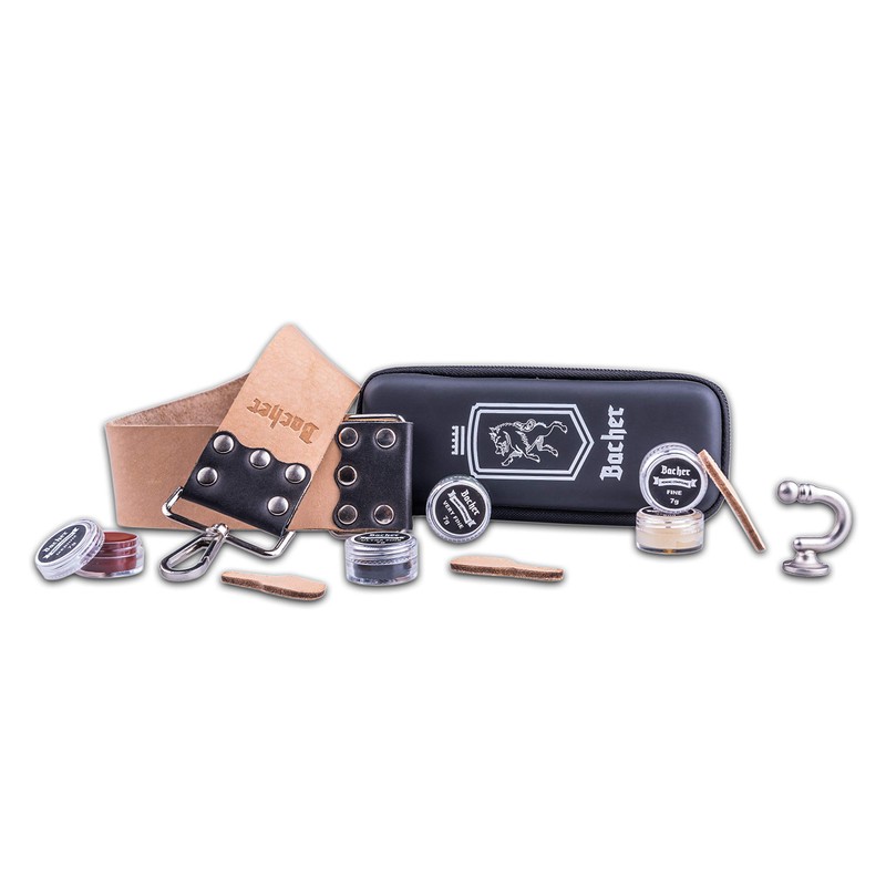 BACHER Shaving Strop with Honing Compounds - Premium Set -