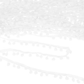 M METERXITY Pom Pom Ball Fringe Trim, 10 Yards 8mm Ball Fringe Trim Ribbon Sewing Accessory for Home Decoration/DIY Crafts/Curtain/Pillow [White]